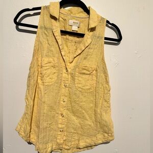 Maeve Yellow Sleeveless Button-Up Top